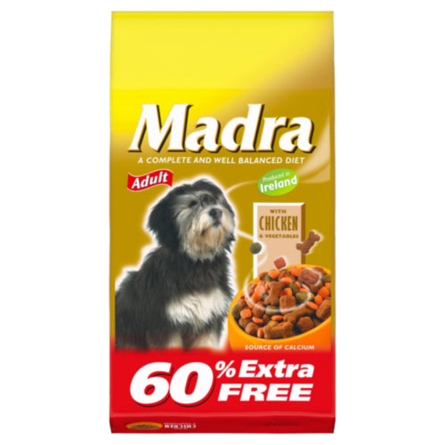 Madra Adult Complete Dry Dog Food with Chicken & Vegetables 60% Extra Free 2.5 Kg