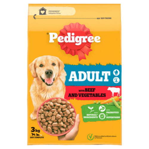 Pedigree Adult Beef & Vegetable Dry Dog Food 3 Kg