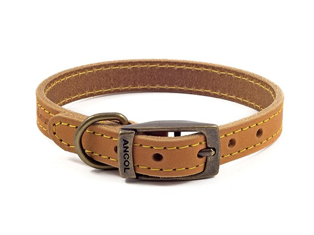 Timberwolf Leather Collar - Mustard Size 3 (28 - 36cm)