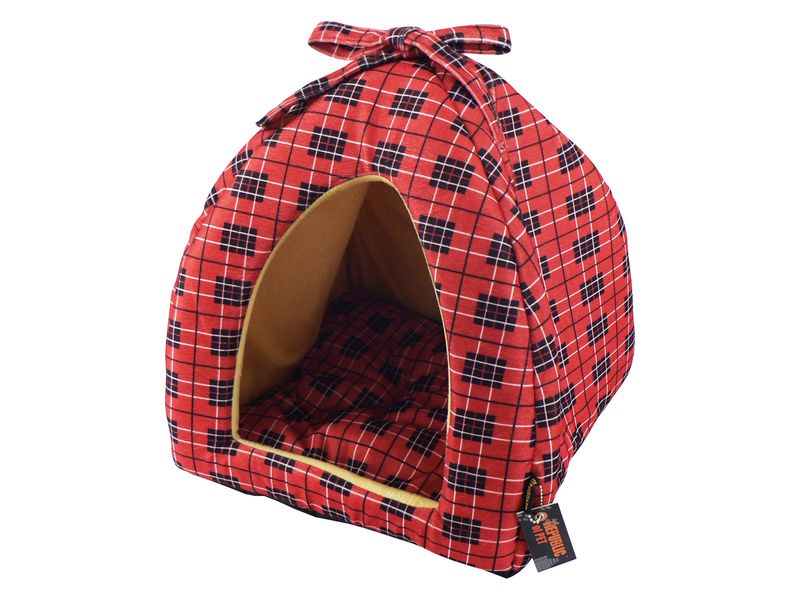 republic of pet Boston Blue Cross Check Cat Igloo
