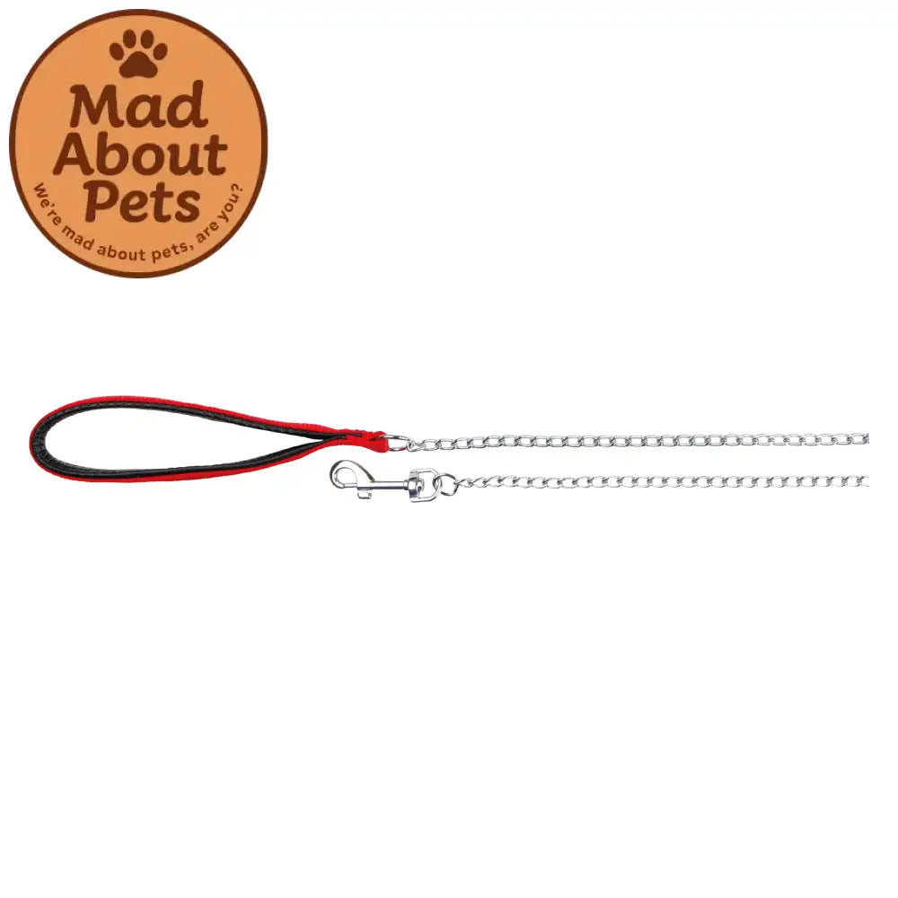 Chain Leash with Nylon Hand Loop (Red) Large - Extra Large 1.00 m/4.0 mm