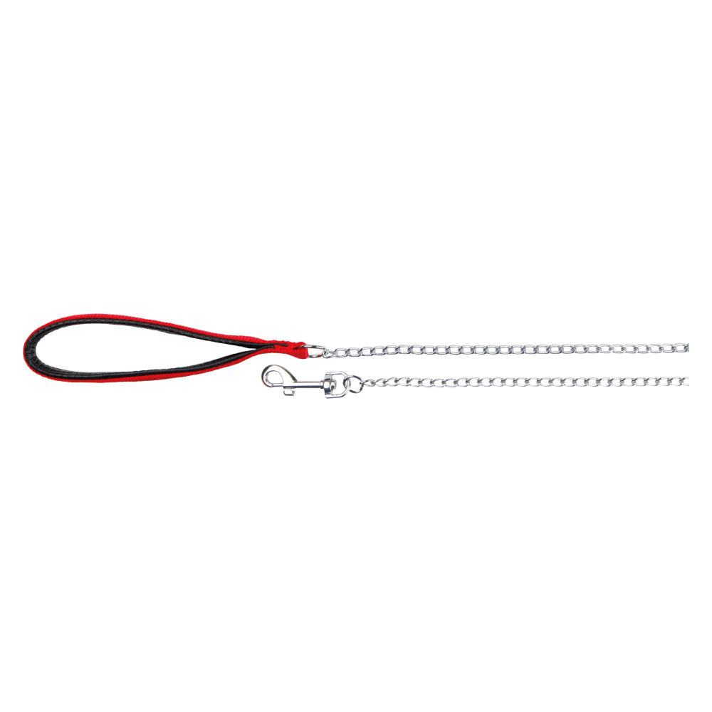 Chain Leash with Nylon Hand Loop (Red) Large - Extra Large 1.00 m/4.0 mm