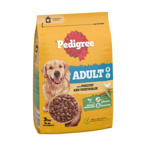 Pedigree Adult Poultry & Vegetables Dry Dog Food Bag 3 KG