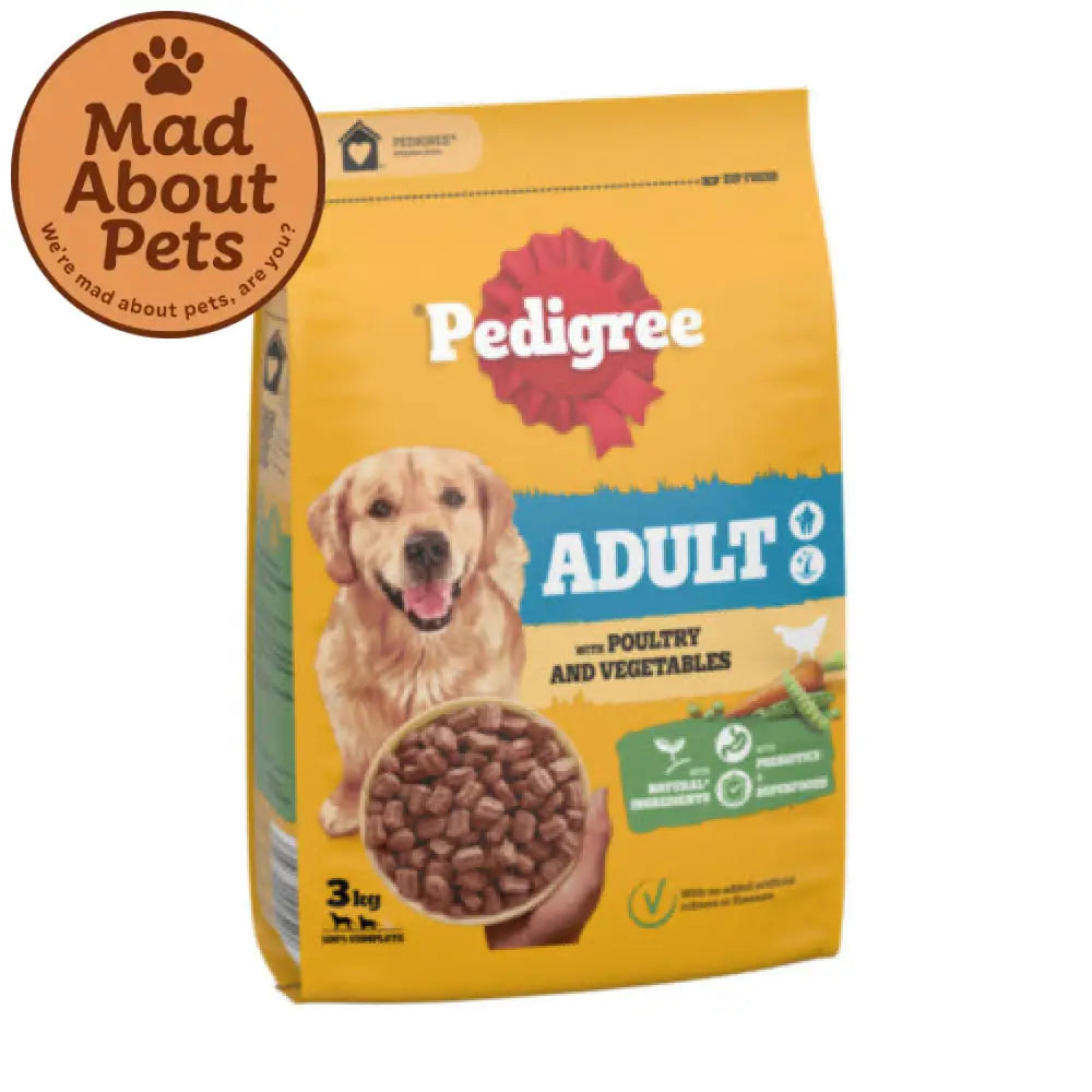 Pedigree Adult Poultry & Vegetables Dry Dog Food Bag 3 KG