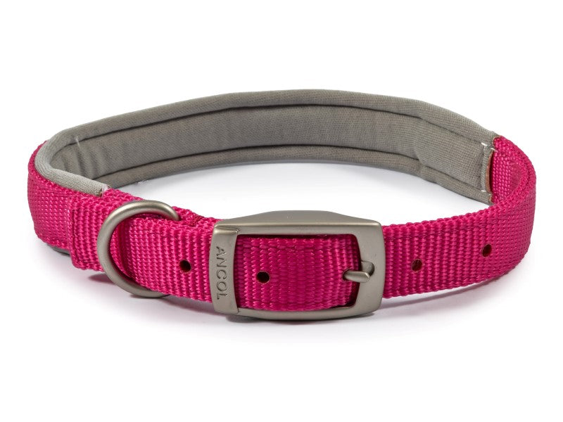 Ancol Viva Padded Nylon Collar - Raspberry Size 4 18’’